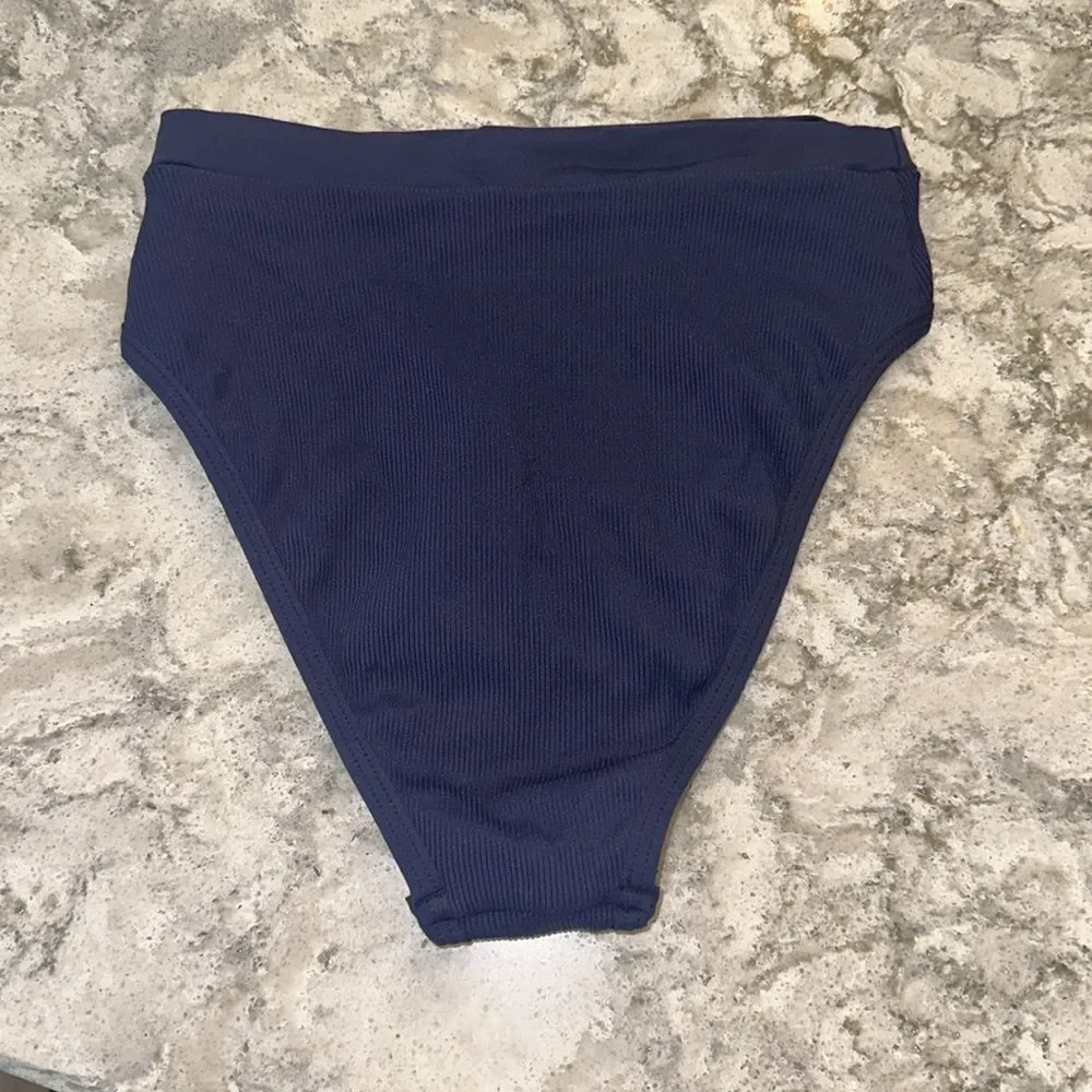 👙 L*Space Navy Ribbed Bitsy Cut Bikini Bottom - Size S